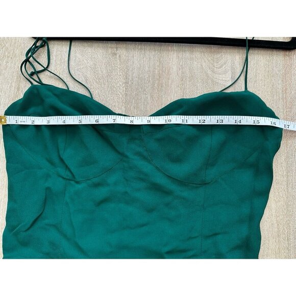 Reformation Juliette Dress Emerald Green Size 12 Bow Straps Slit Midi - Picture 6 of 8